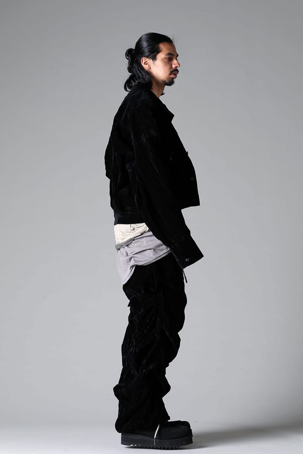 ベロアタックワイドパンツ / TUCK WIDE PANTS / ブラック / ag-12035-1