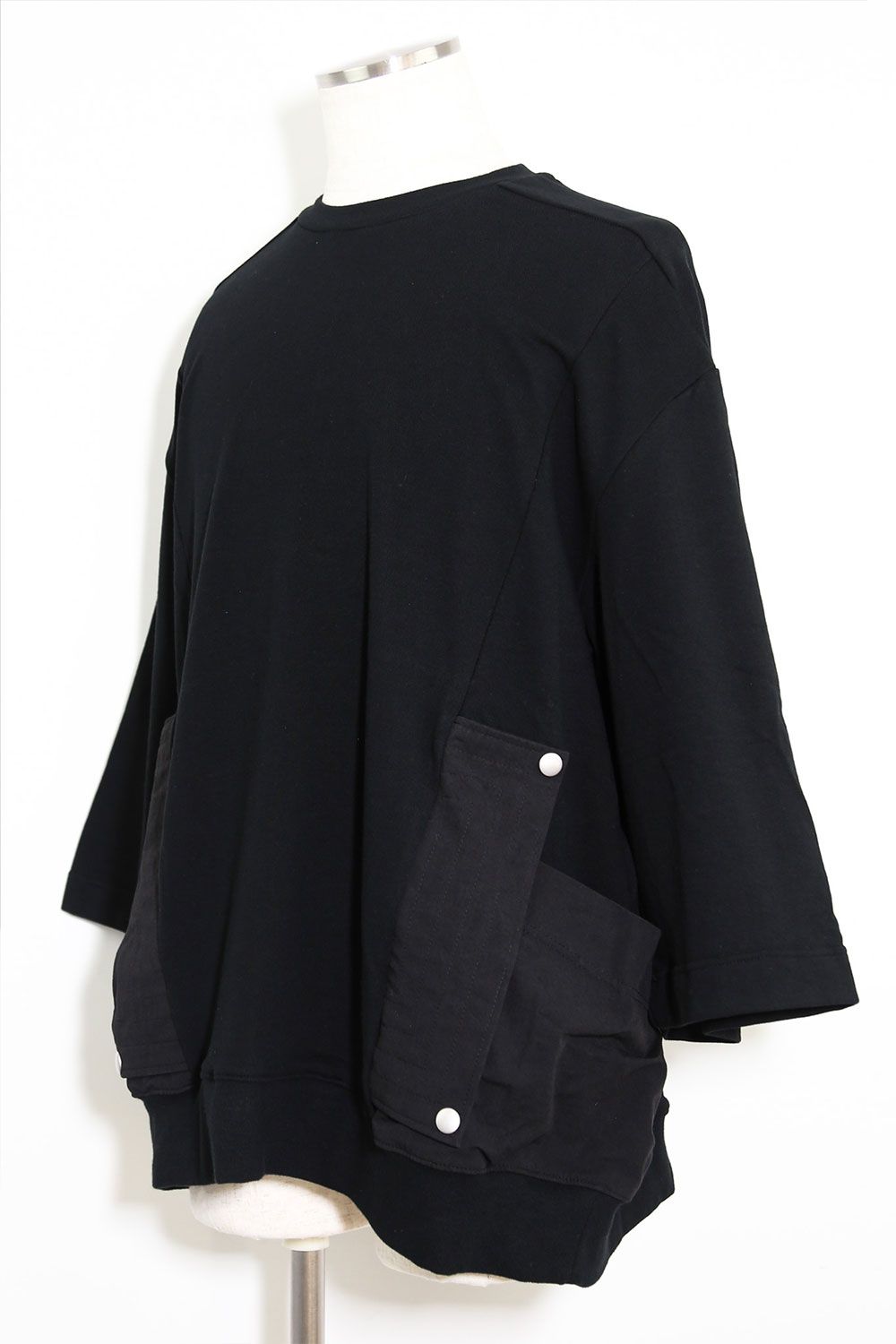 Nylon Combi Sweat Top / ブラック