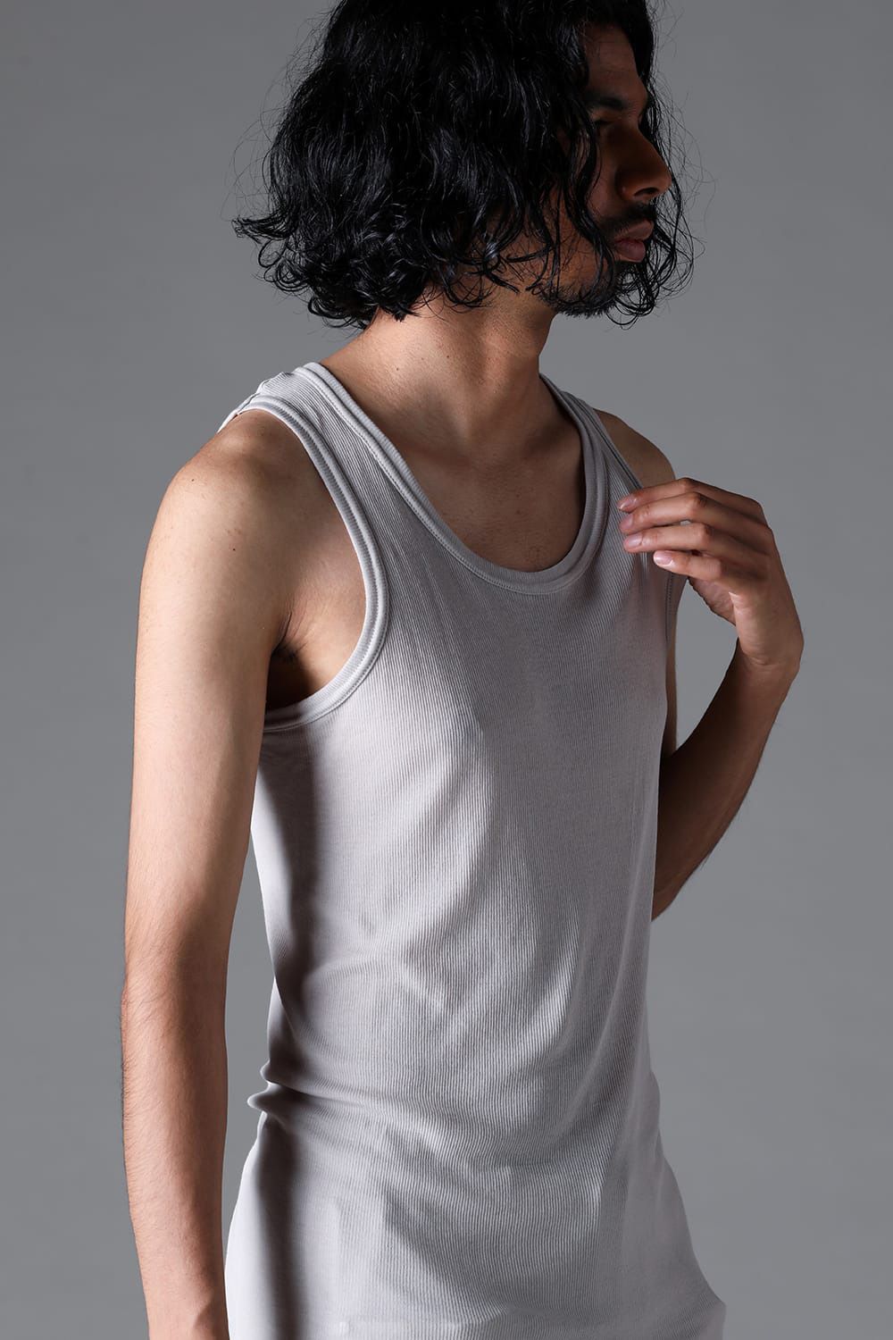 ラウンドリブタンクトップ / RIB TANK / ストーン / ag-1924-1