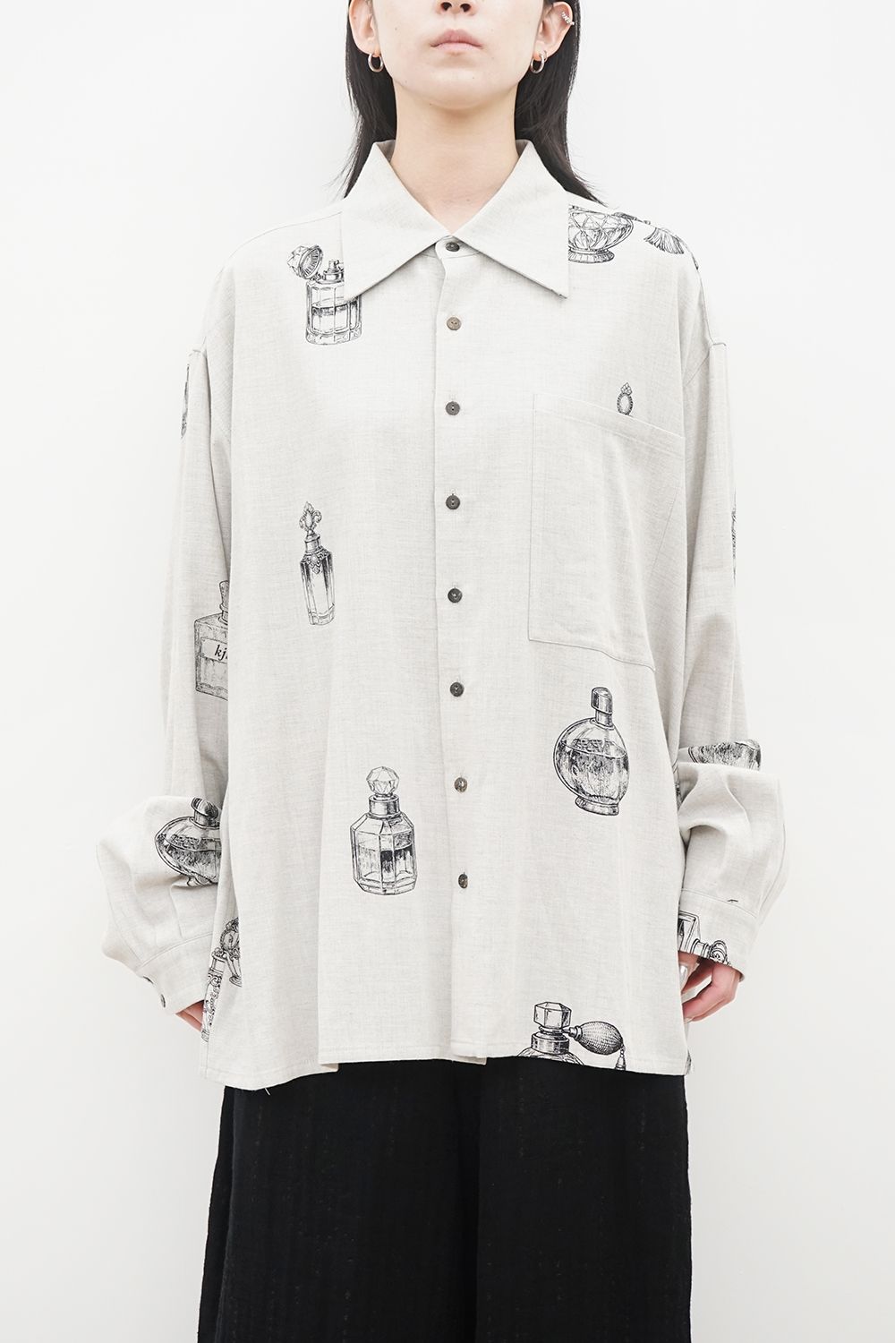 Perfume-Print Oversized Shirt