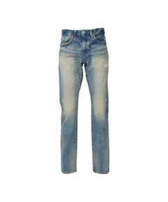 【人気定番商品】 RW CLASH加工 スリムストレートデニムパンツ / ライトインディゴブルー