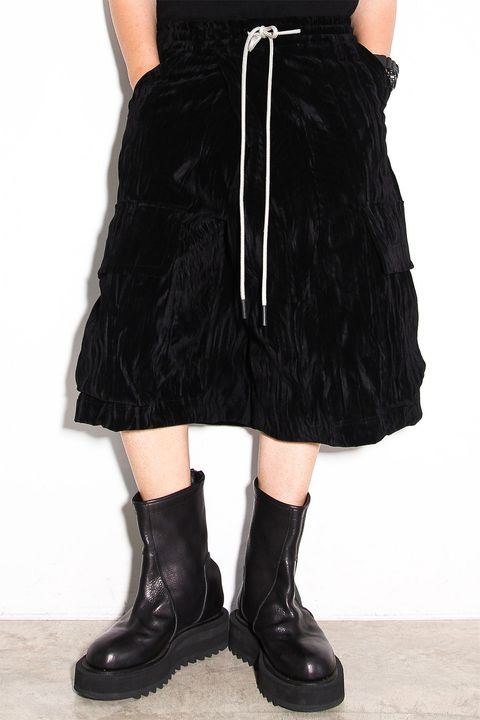 ベロアラップスカートパンツ / WRAP SKIRTS PANTS / ブラック / ag-12042