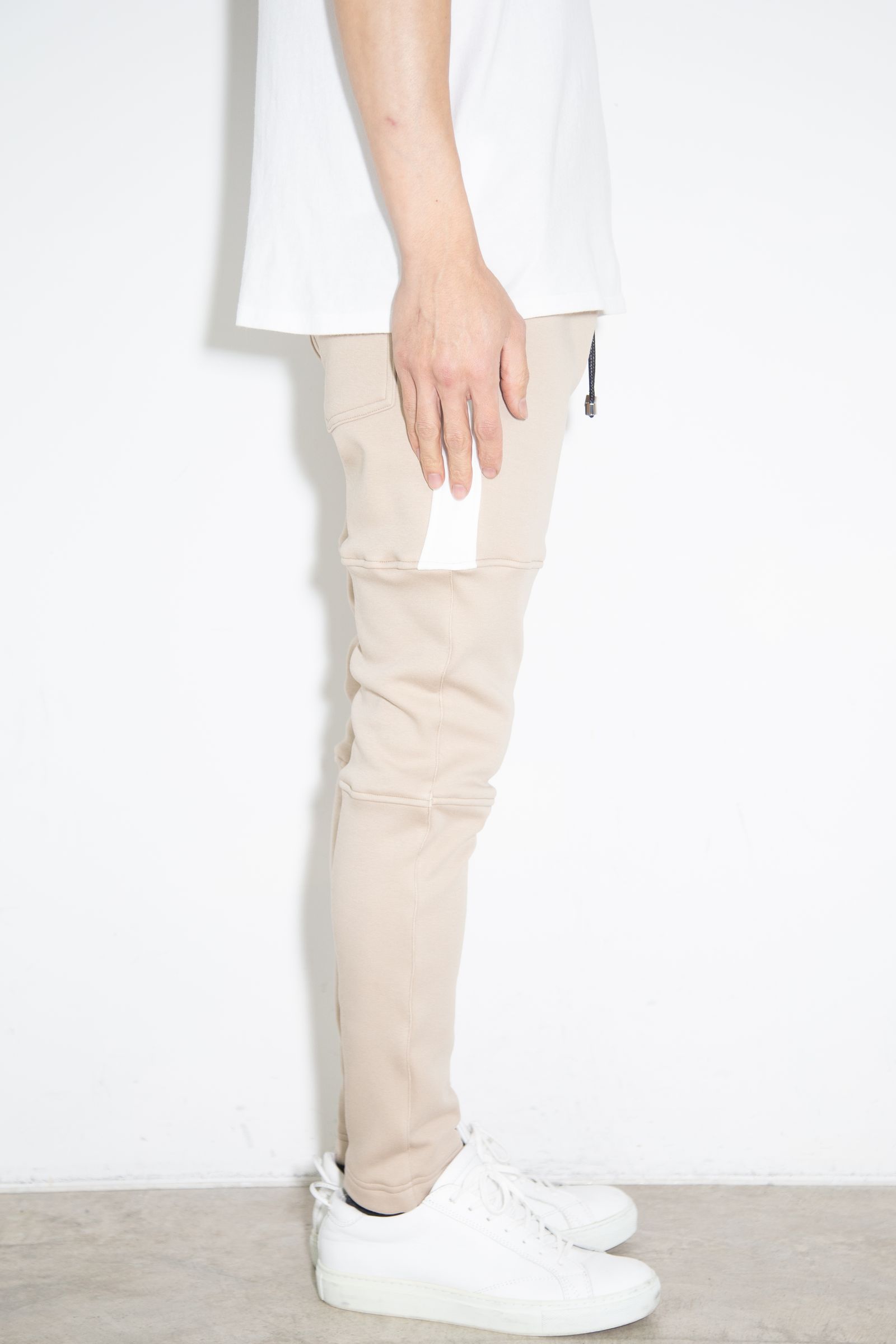 【人気継続商品】 Velours fleece SLASH LINE PT / ベージュ