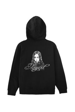 RHINESTONE LOGO AND FACE ZIP UP SWEAT HOODIE / ブラック