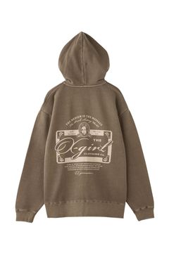 PIGMENT DYED FACE LABEL ZIP UP SWEAT HOODIE / ブラウン