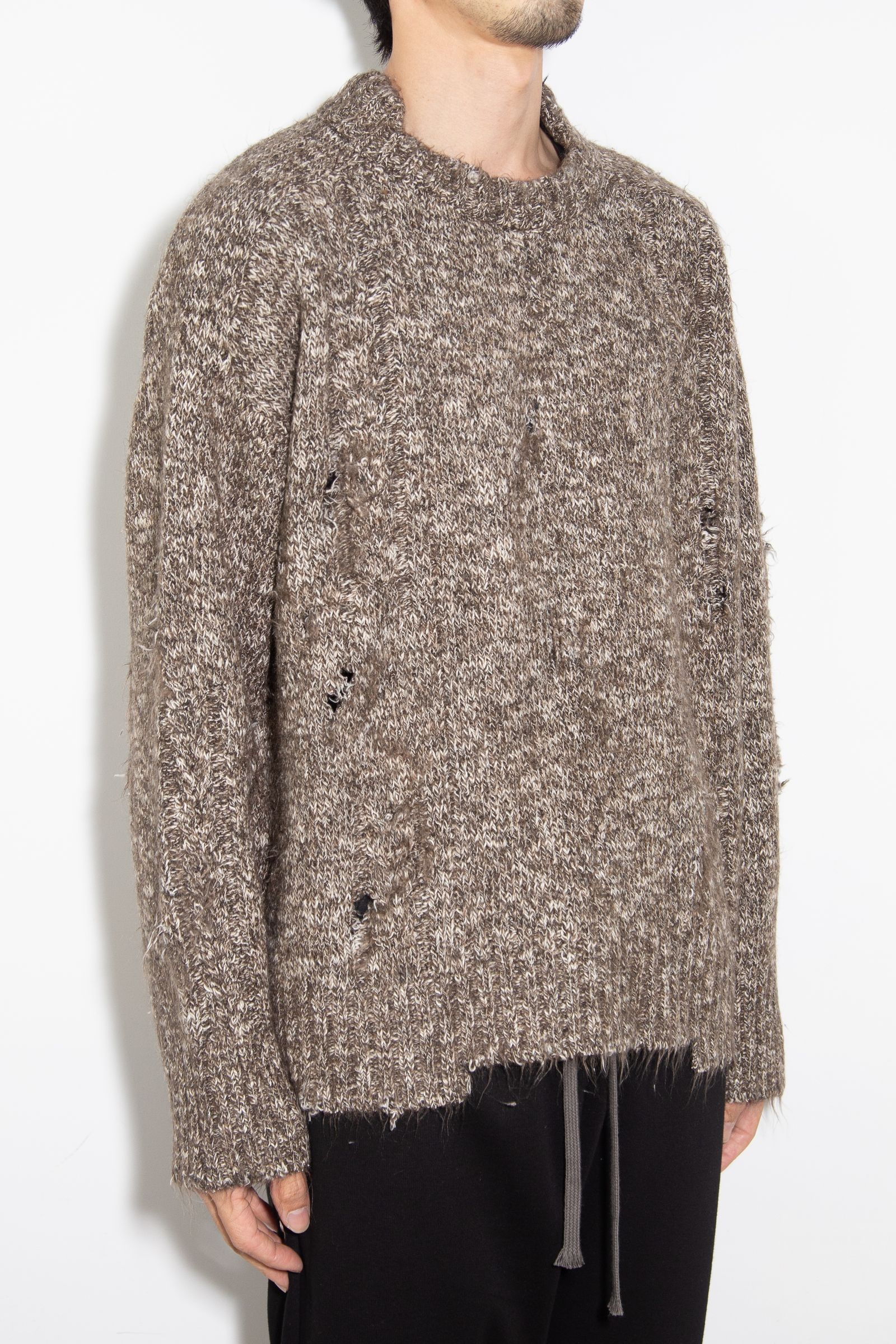 リラックスフィットダメージニット / Damage Knit Top / ブラウンミックス / ag-8013