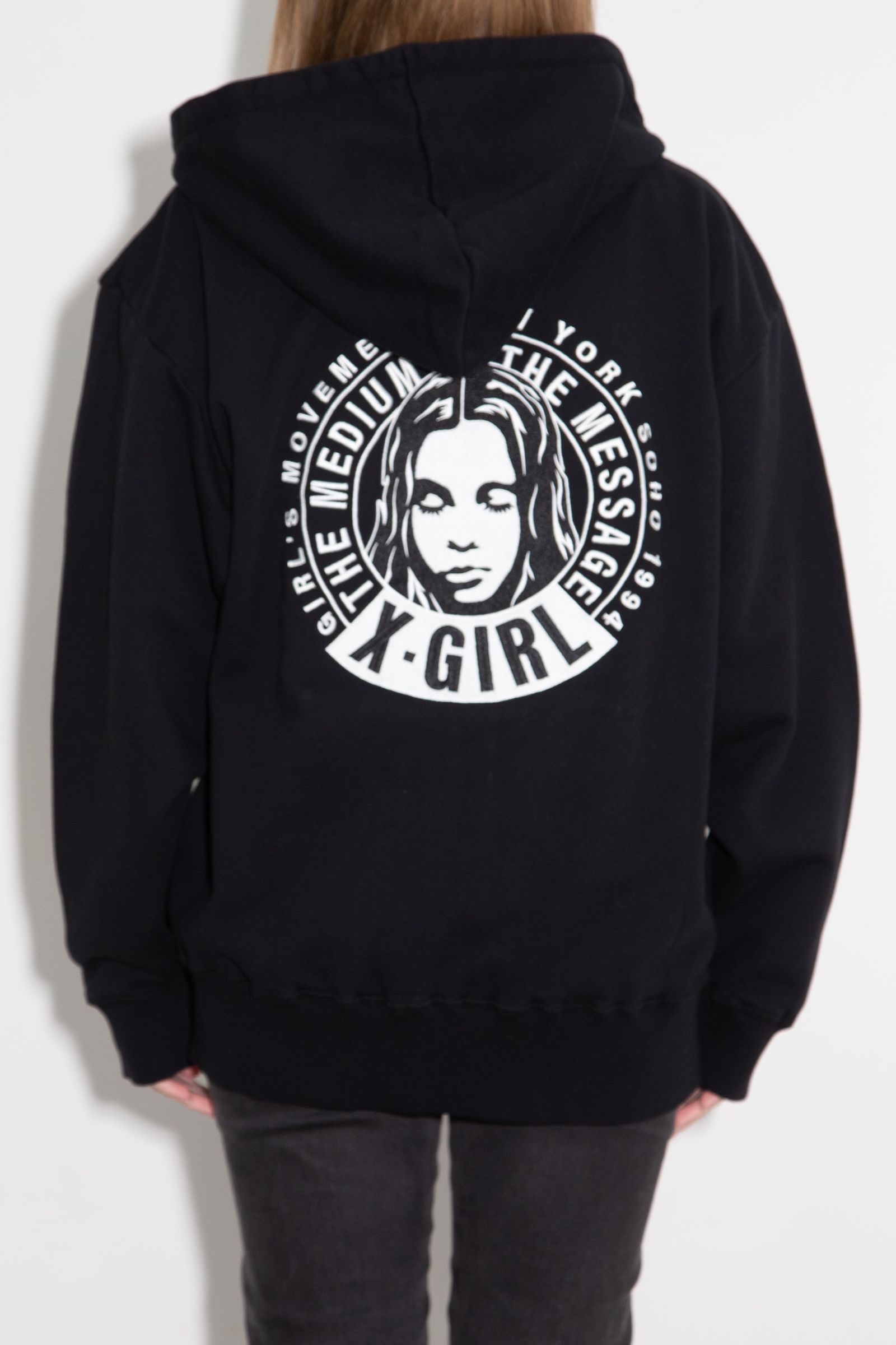 CIRCLE MESSAGE AND FACE ZIP UP SWEAT HOODIE / ブラック