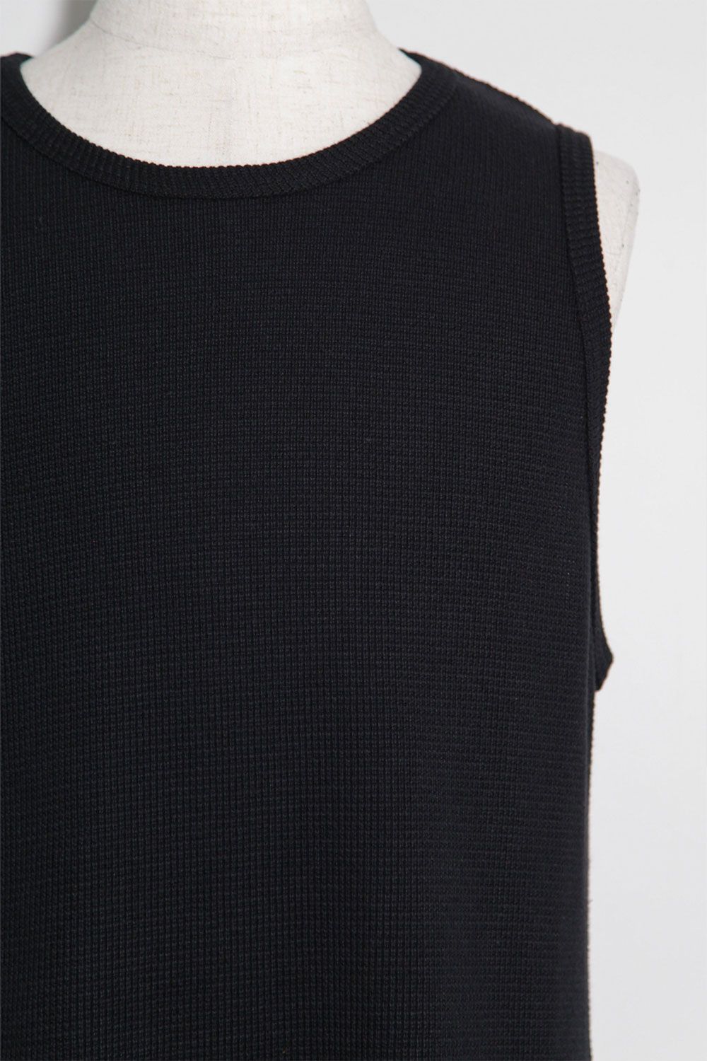 [ラスト1点 サイズ3] ロング丈ワッフルタンクトップ / Long Length Tank Top / ブラック / ag-10096-2