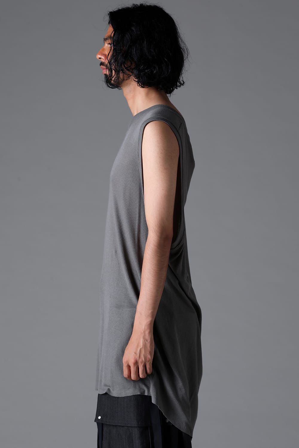 RIB LONG TANK TOP / グレー