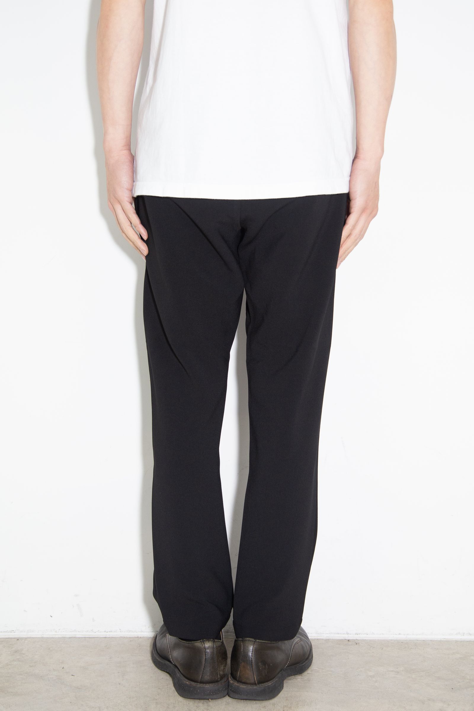PE STRETCH DOUBLE CLOTH REGULAR FIT EASY TROUSERS / ブラック