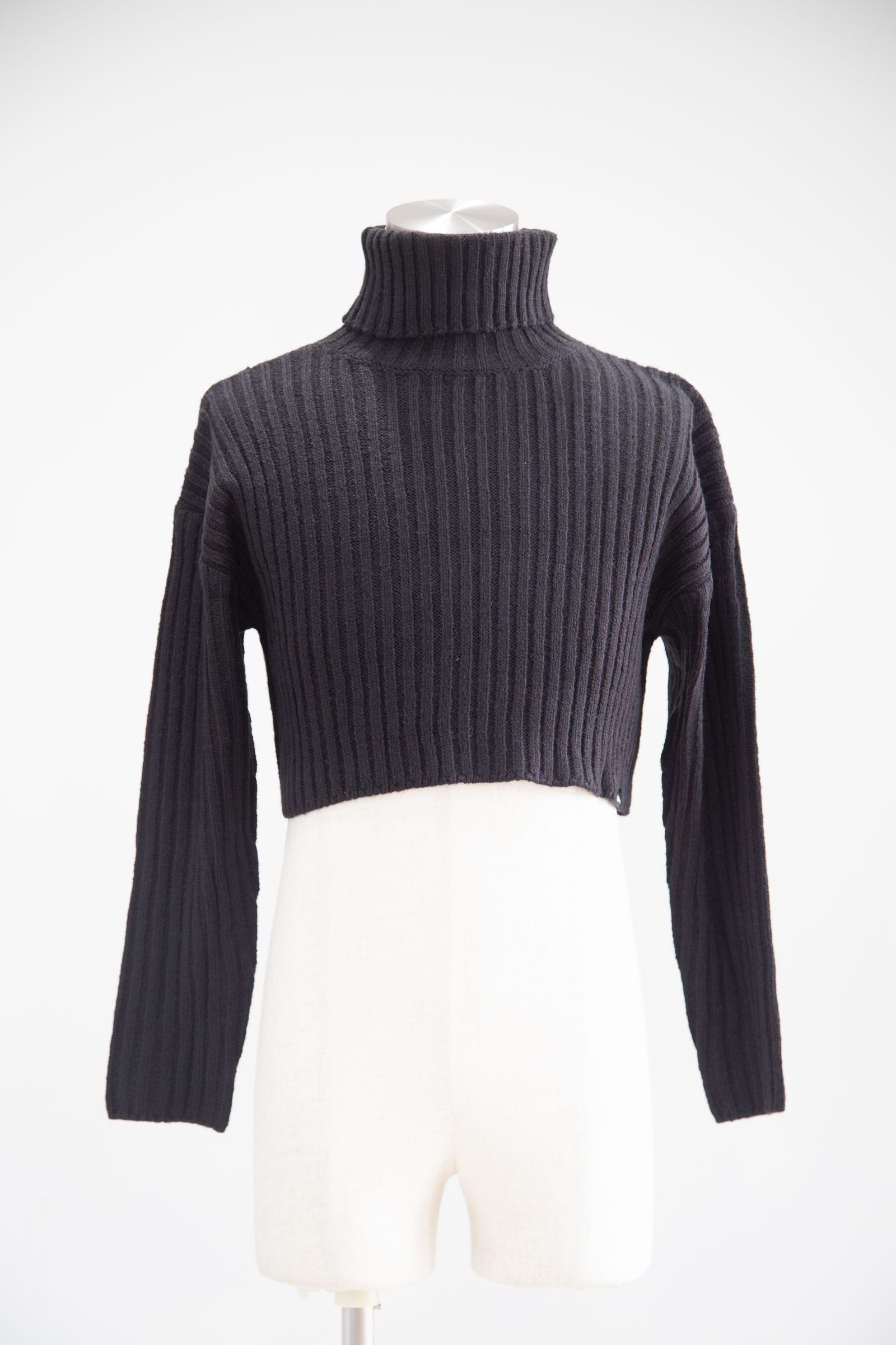 TURTLENECK RIB KNIT TOP / ブラック
