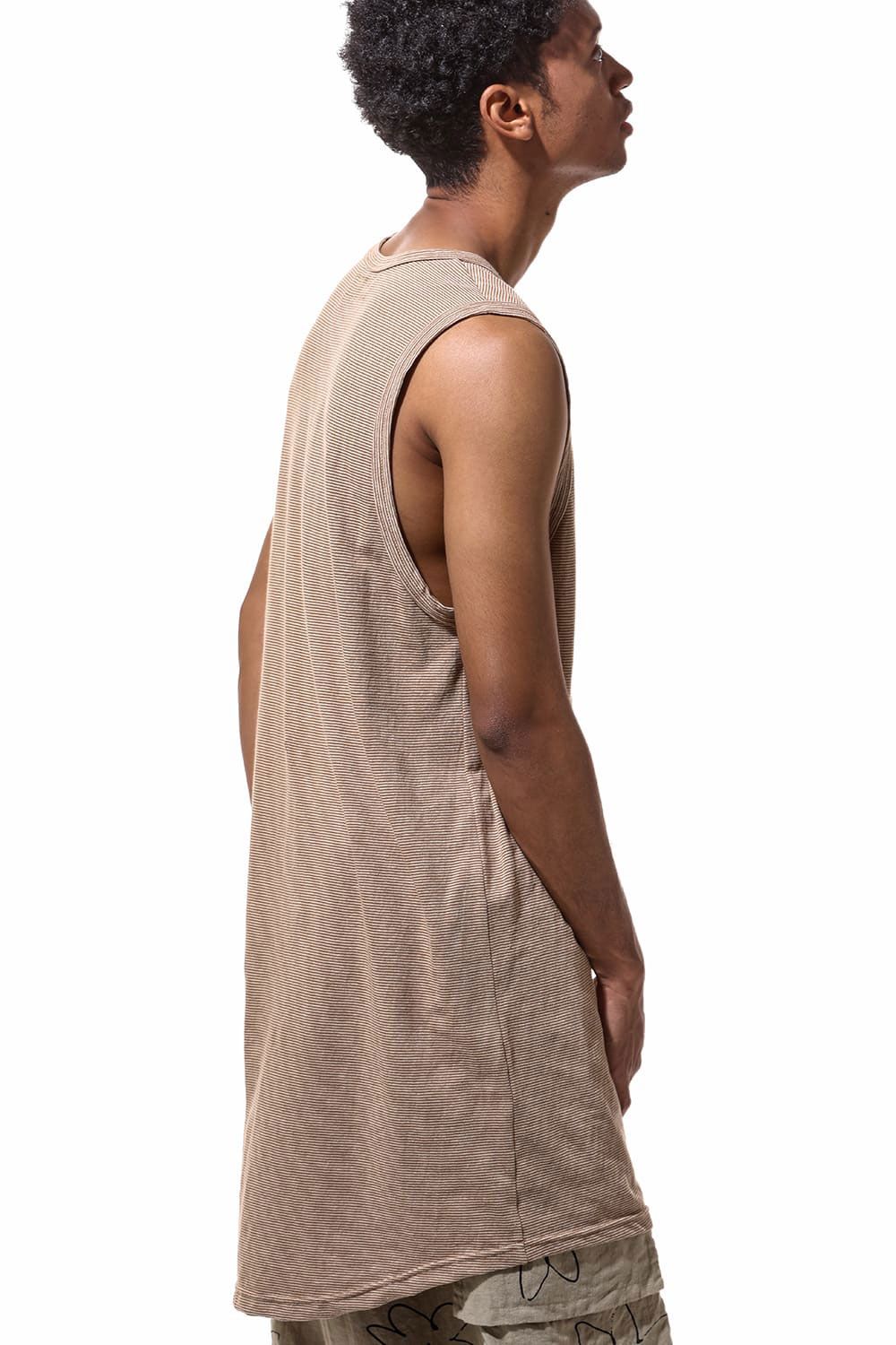 ストライプロングタンクトップ / Stripes Long Tank Top / マスタード×アイボリー