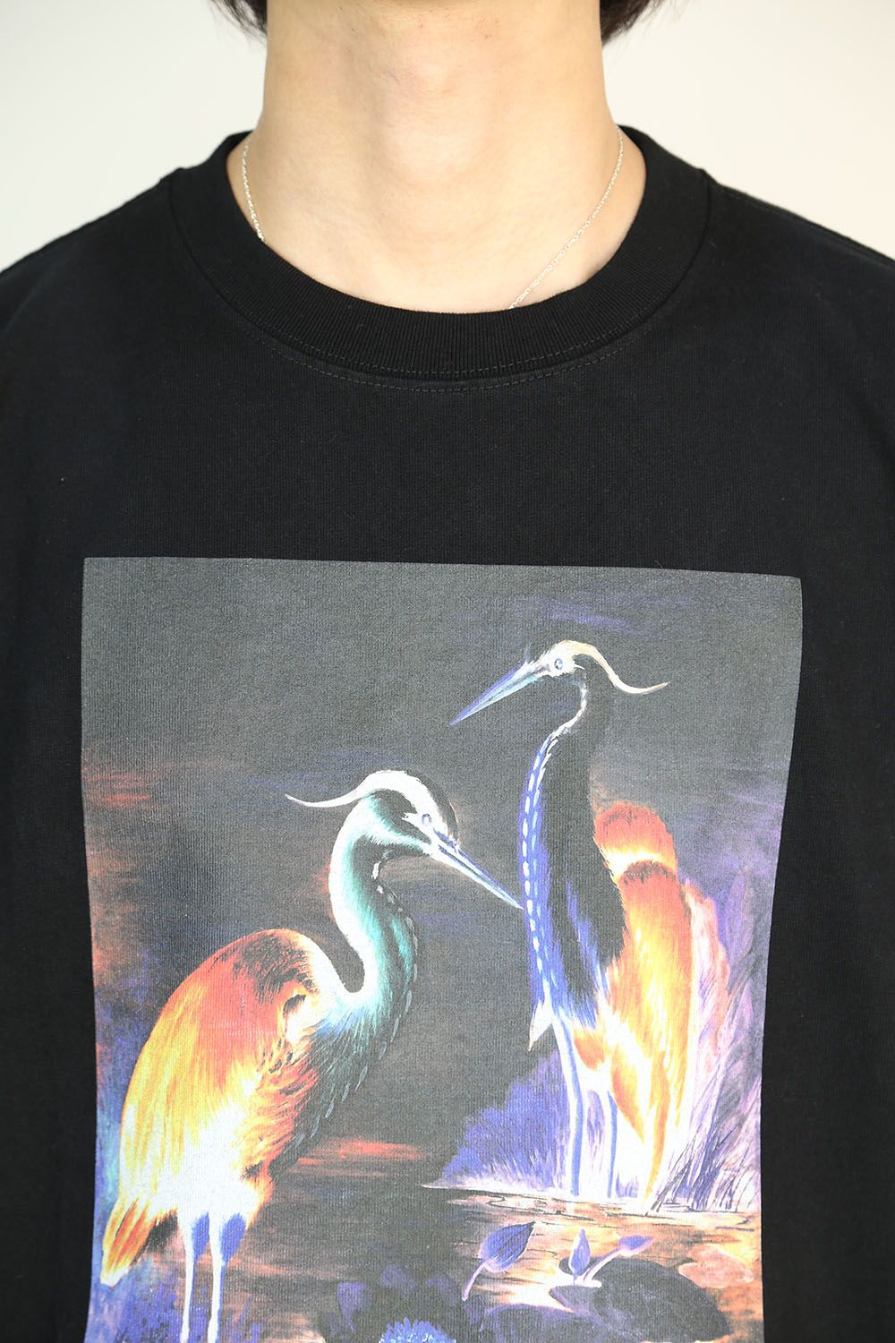 HERON PRESTON - LS T-SHIRT REG OS HERON TIMES / ブラック×オレンジ