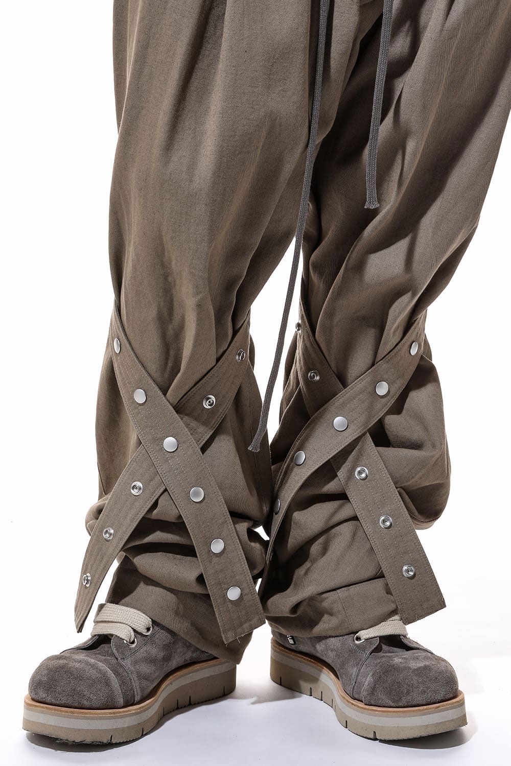 コットンリネンベルトワイドパンツ / Belt Parts Long Pants / ブラック / ag-9094-2