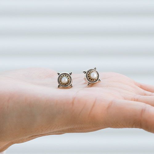 Cyclades Small Stud Round Earrings（Pearl） / GA005