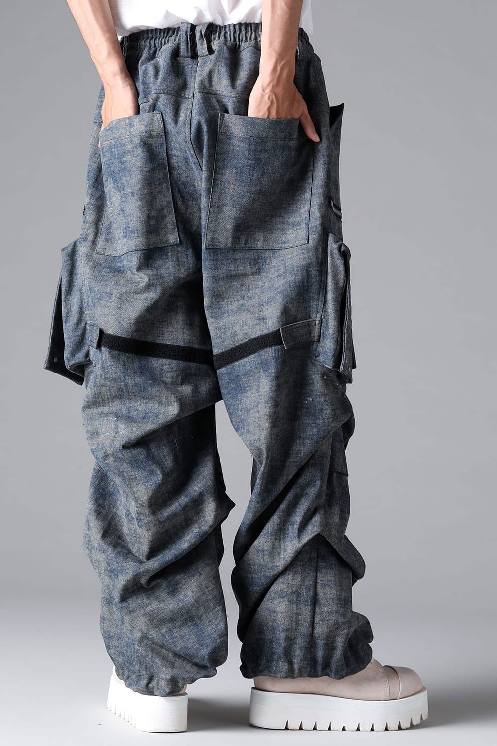 BLENDED SHADES DENIM CARGO TUCK WIDE PT / スチールブルー