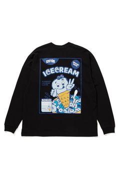 【ICECREAM】COTTON L/S T-SHIRT_ICECREAM PACKAGE#2 / ブラック