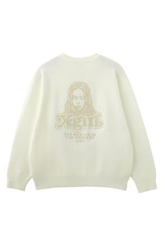 [ラスト1点] FACE EMBROIDERY KNIT TOP / ホワイト