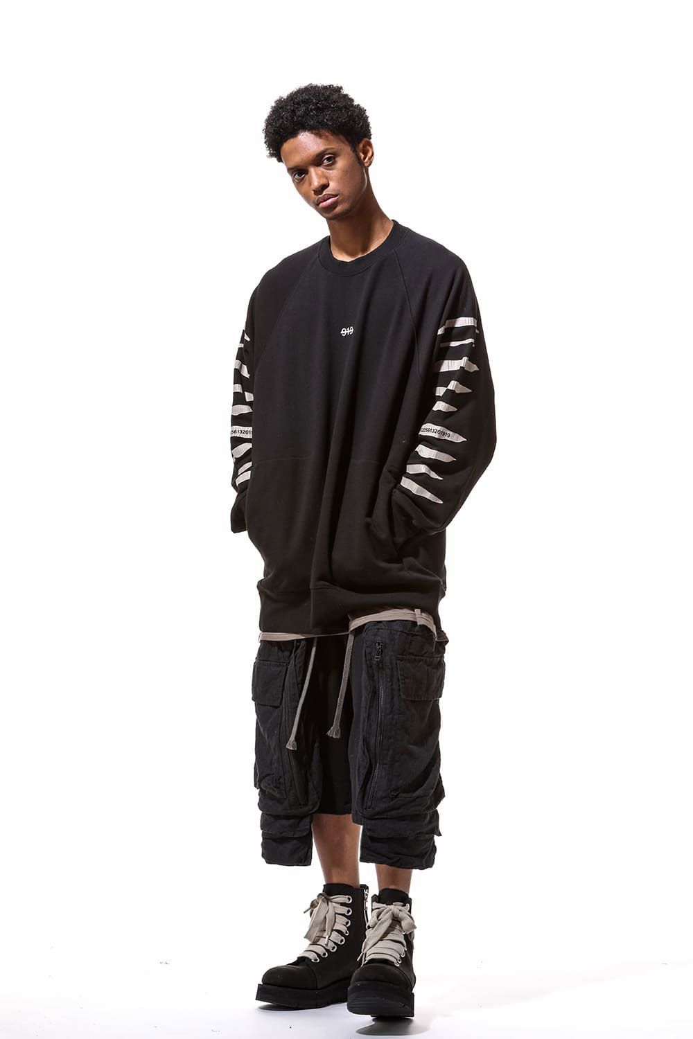 コットンリネンコンビスウェットショーツ / Linen Combi Sweat Shorts / ブラック / ag-9054