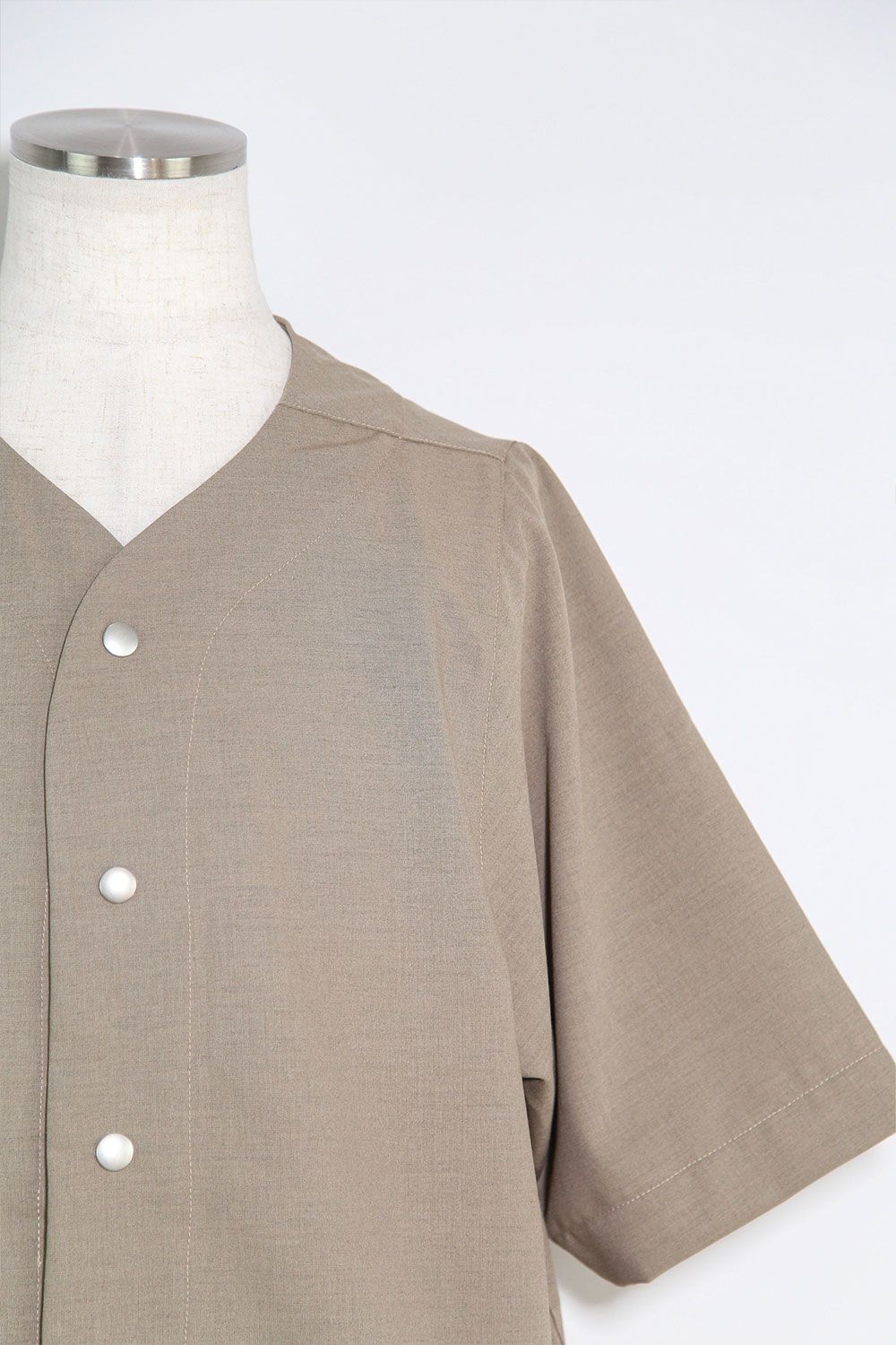 サマーウールベースボールシャツ / Summer Wool Baseball Shirts / ライトベージュ / ag-11017-2