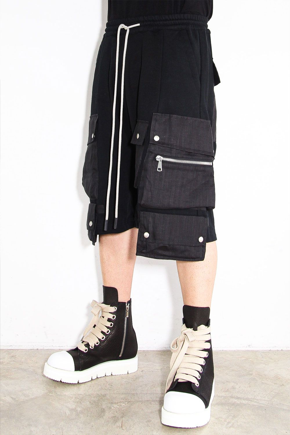 リネンコンビスウェットショーツ / Linen Combi Sweat Shorts / ブラック / ag-11035