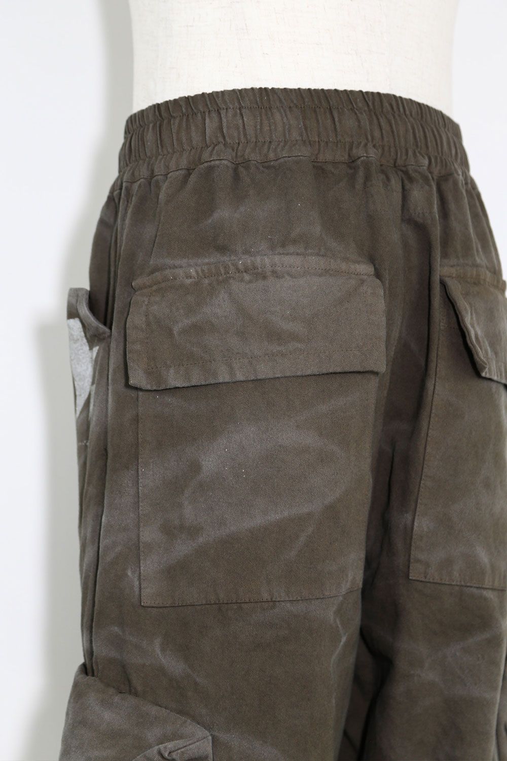 ヴィンテージ染めワイドカーゴパンツ / Vintage Dyed Pocket Long Pants / カーキ / ag-7035-1