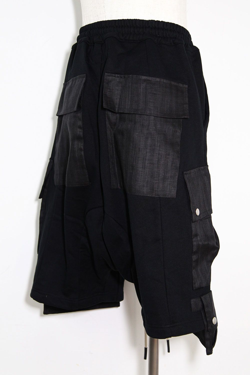 リネンコンビスウェットショーツ / Linen Combi Sweat Shorts / ブラック / ag-11035