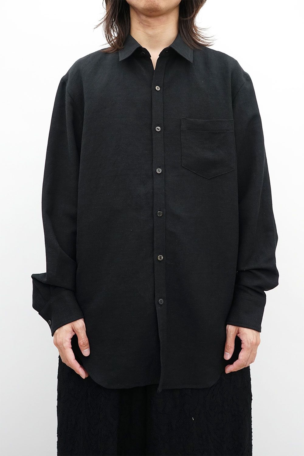 Air-Dried Linen Viscose Dress Shirt / ブラック