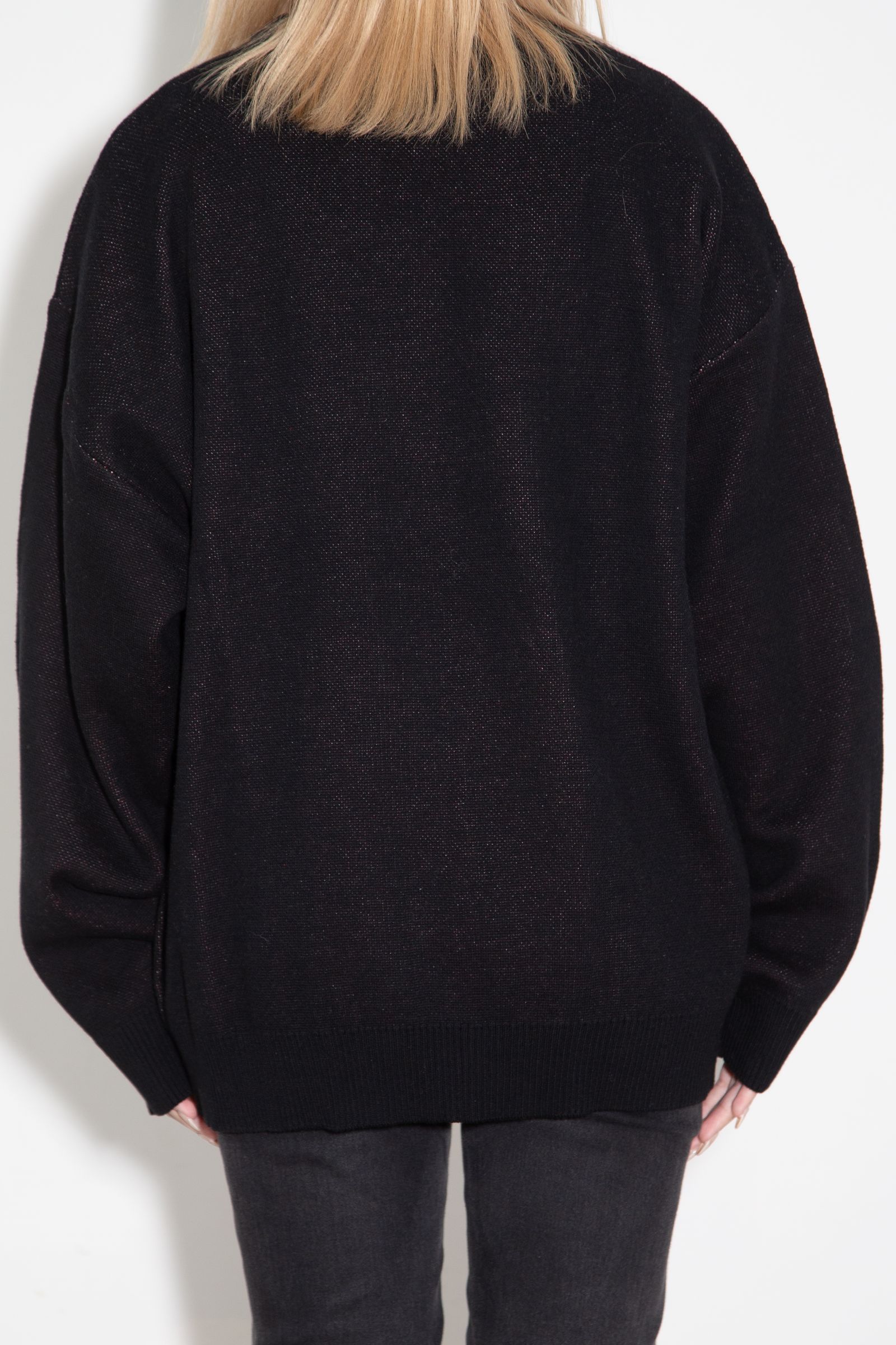 HEART LOGO JACQUARD KNIT TOP / ブラック