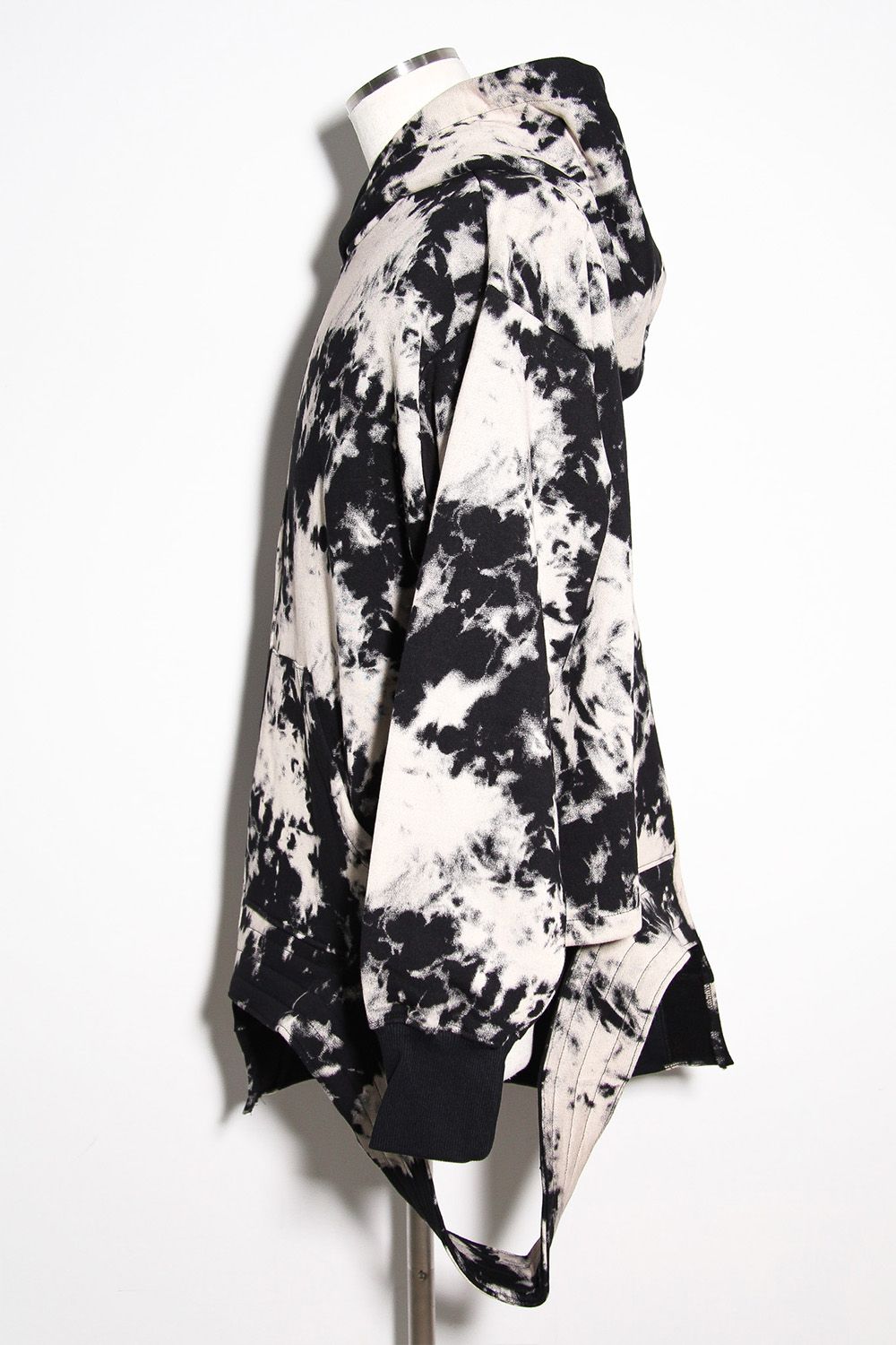 アシンメトリーフーディー / ASYMMETRY HOODED / ブラック×アイボリー / ag-12082