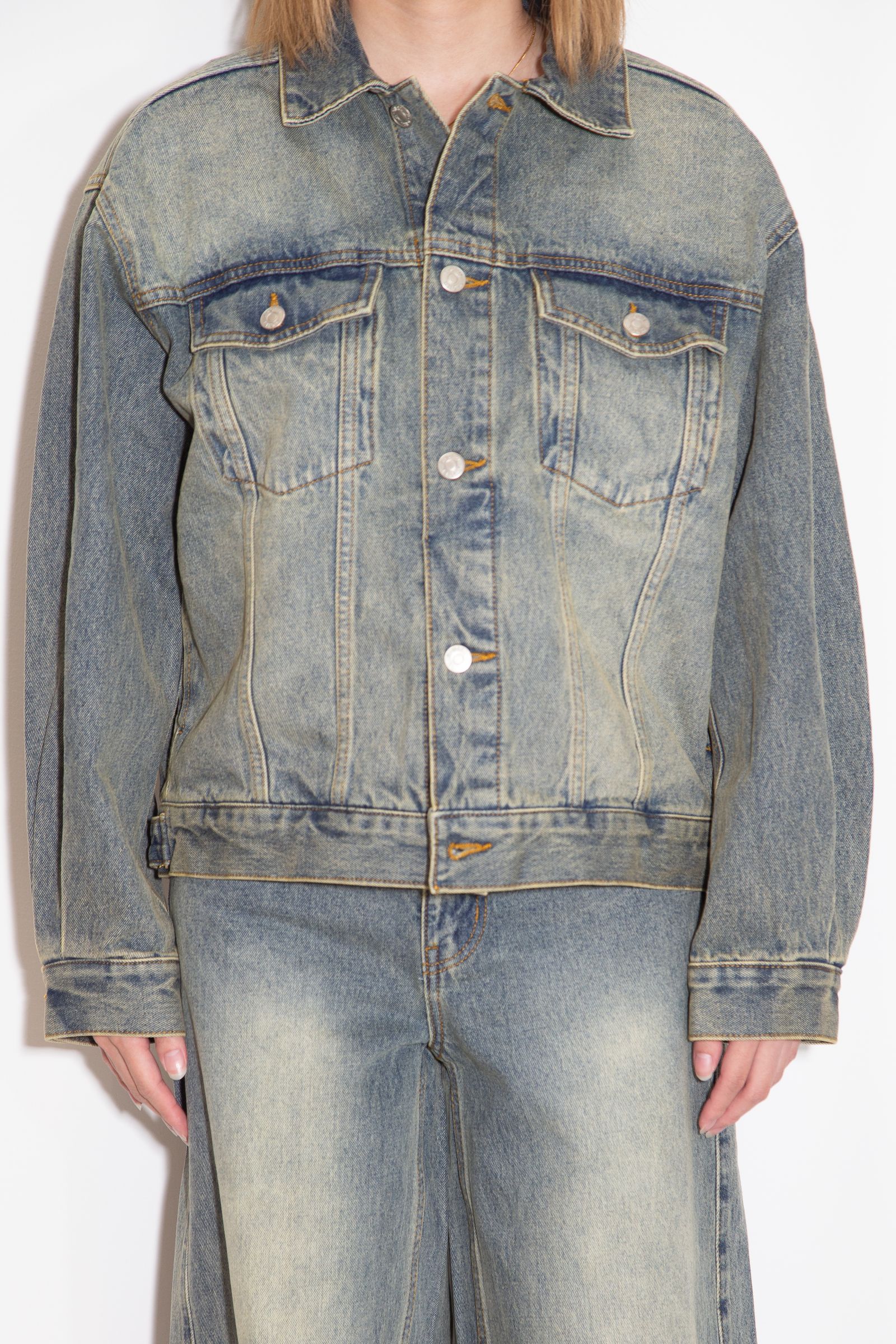 LOGO MARK STITCHED DENIM JACKET / ライトインディゴ