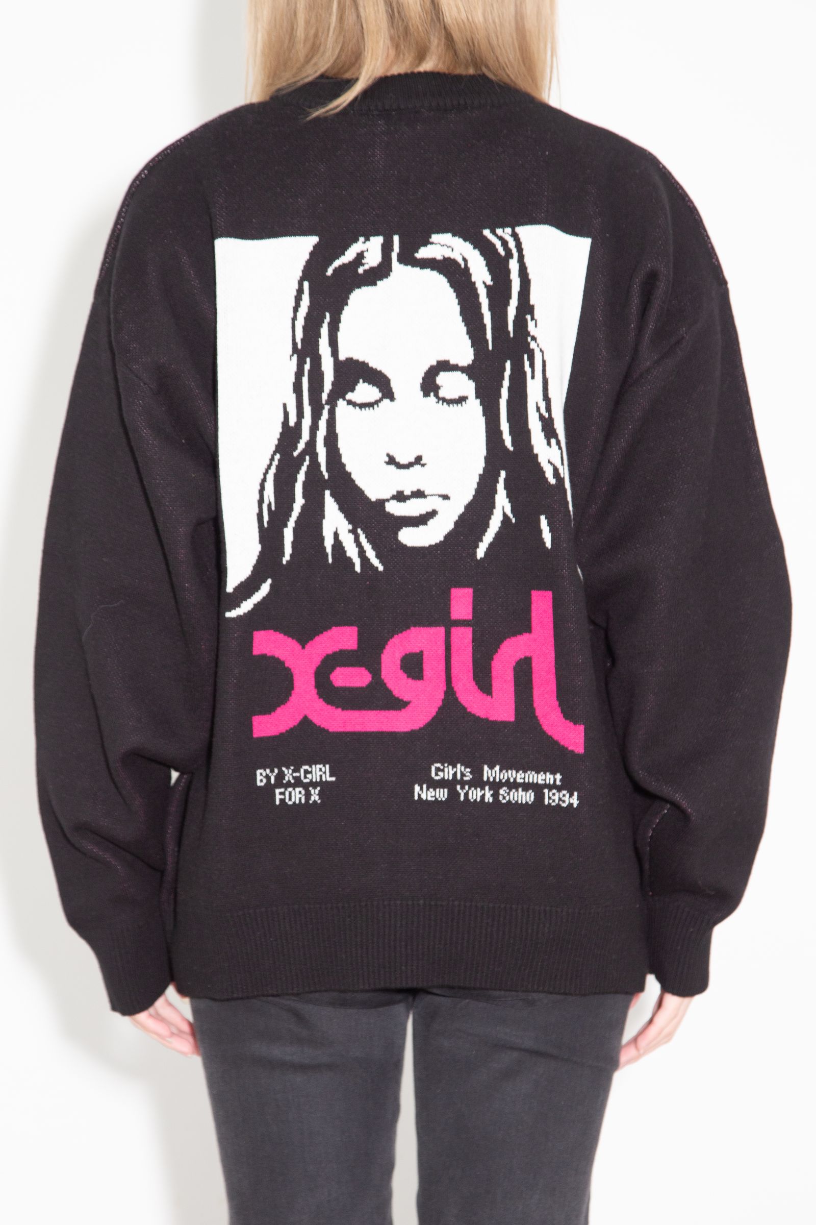 FACE JACQUARD KNIT TOP / ブラック