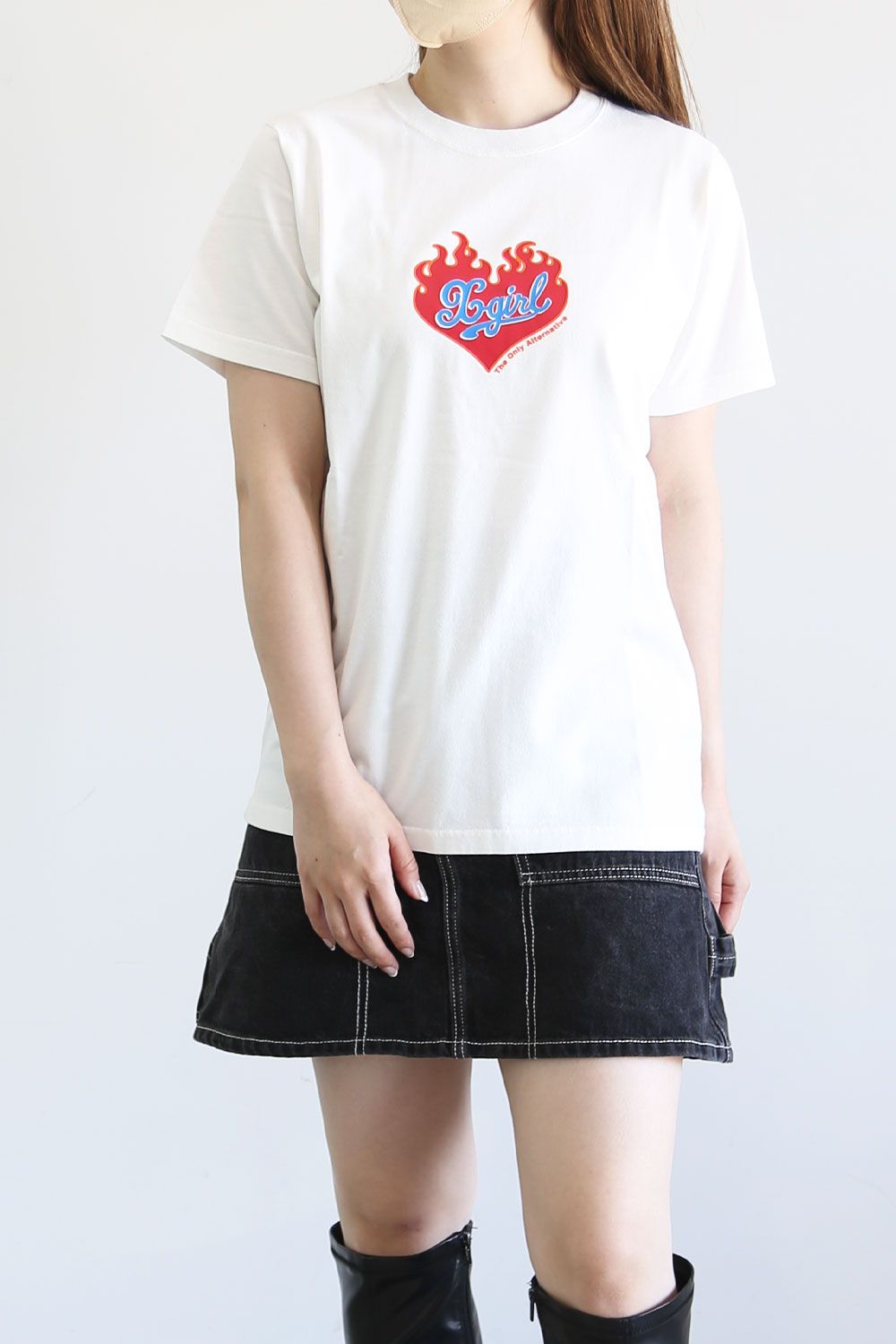 X-girl - BURNING HEART S/S GIRLS TEE / ホワイト | Tempt