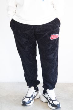 FLAME LOGO柄ジャカード スウェットパンツ / ブラック