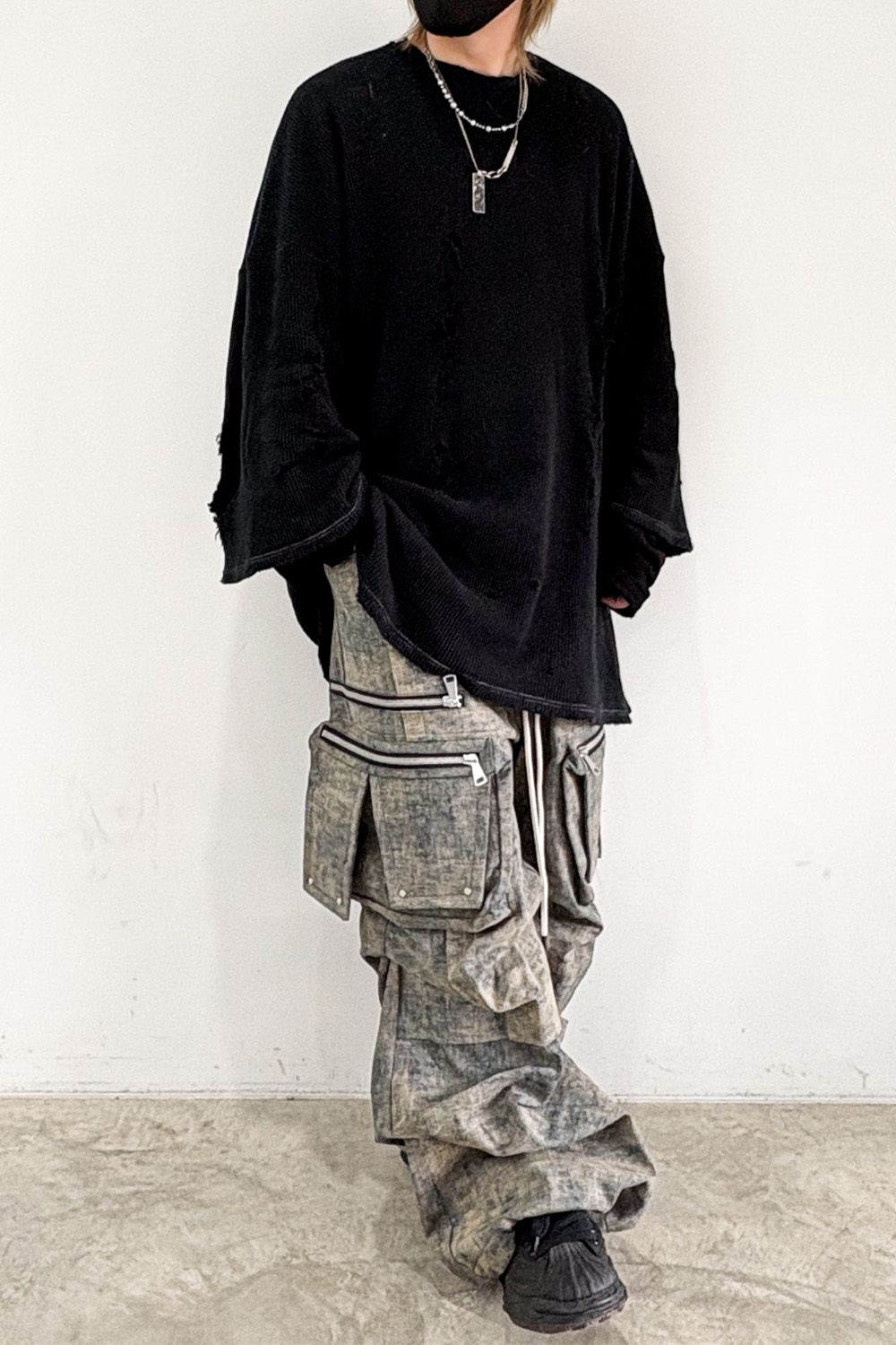 BLENDED SHADES DENIM CARGO TUCK WIDE PT / スチールブルー