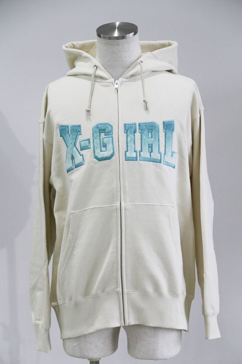 FAUX FUR LOGO ZIP UP SWEAT HOODIE / ホワイト