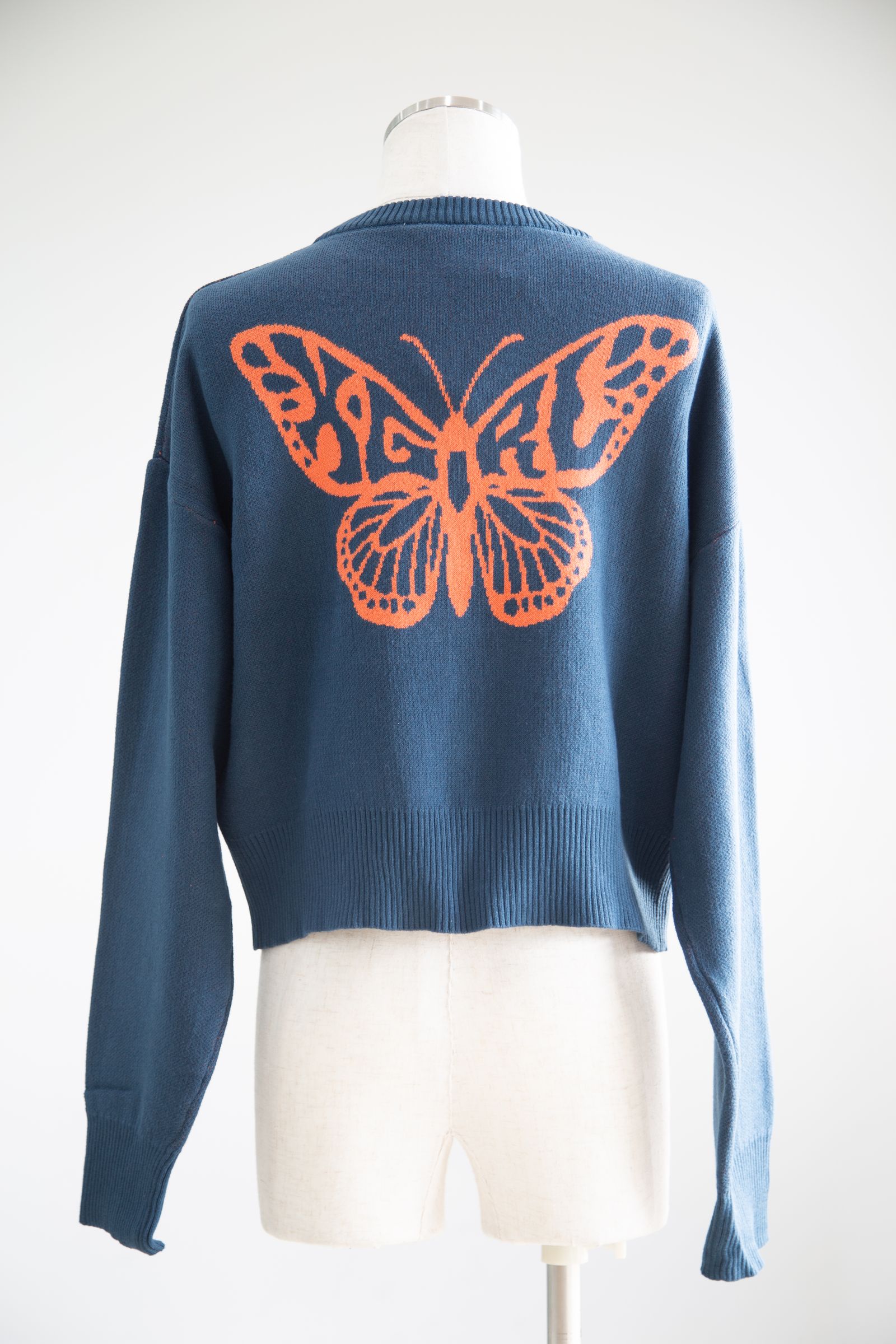 BUTTERFLY COMPACT KNIT TOP / ブルー