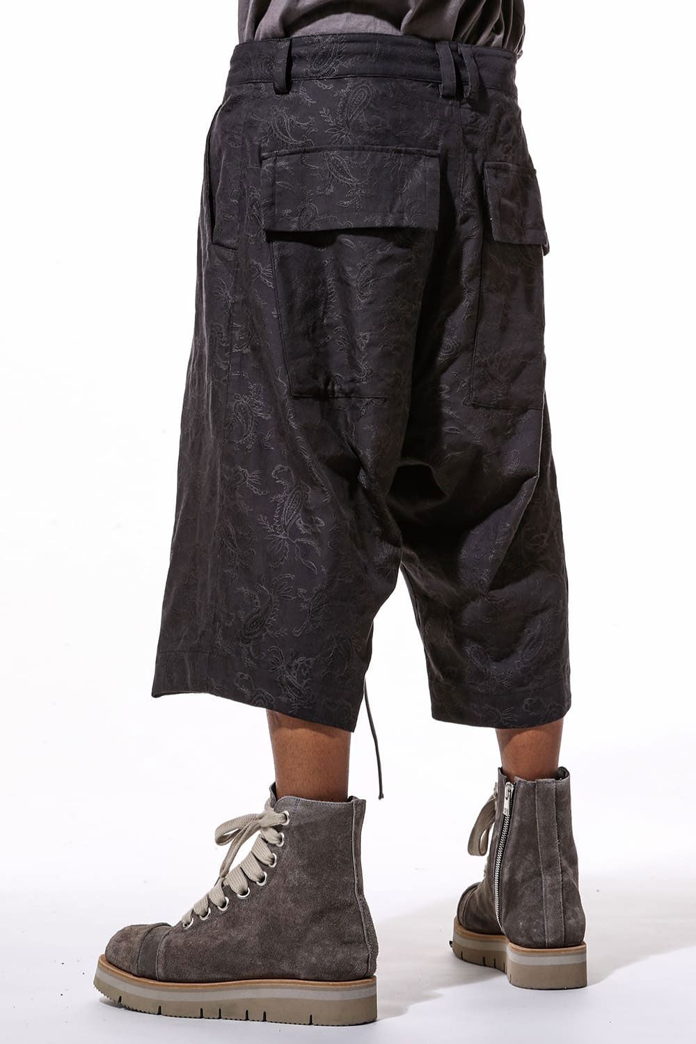 [ラスト1点 サイズ1] ペイズリー袴タックショーツ / Paisley Front Zip Tuck Shorts / ブラック / ag-9061-1