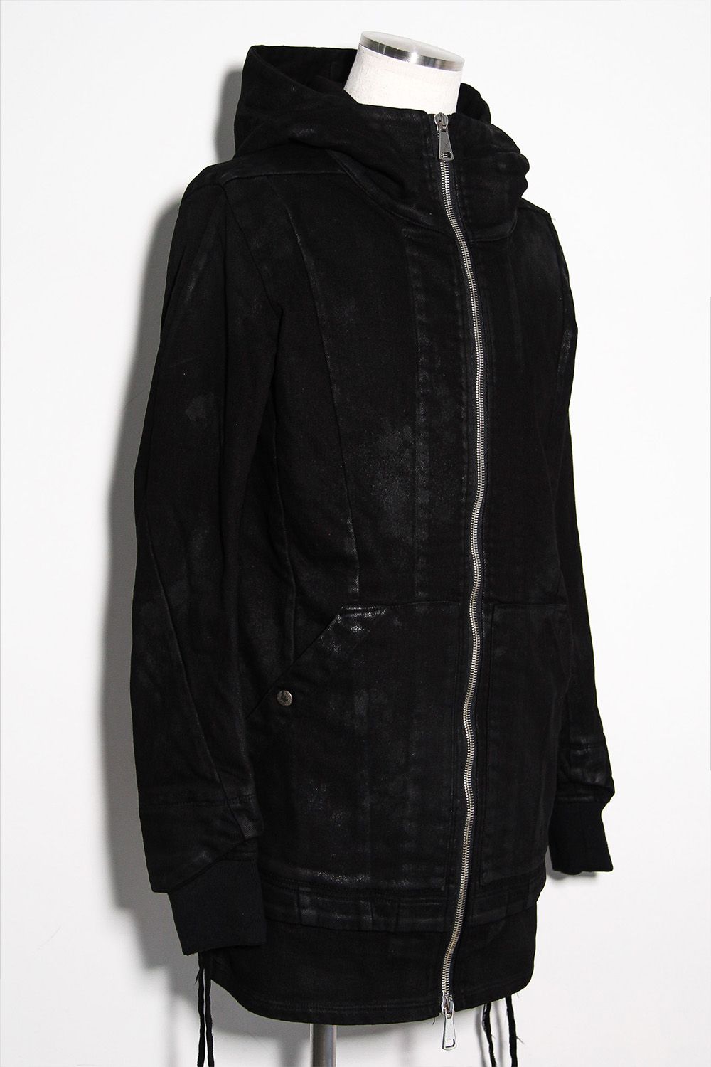 【コーティングあり】デニムフーディージャケット / COATED HOODIE DENIM JKT / ブラック / ag-12040-1