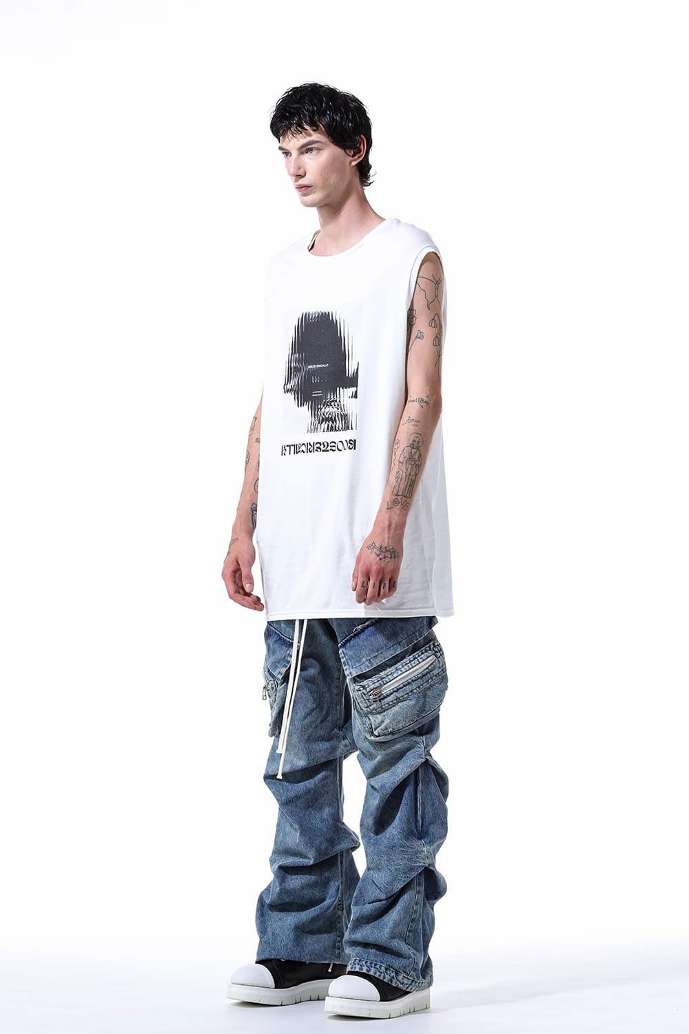 デニムカーゴタックバギーパンツ / Denim Cargo Tuck Baggy Pants / ブラック / ag-11018-3