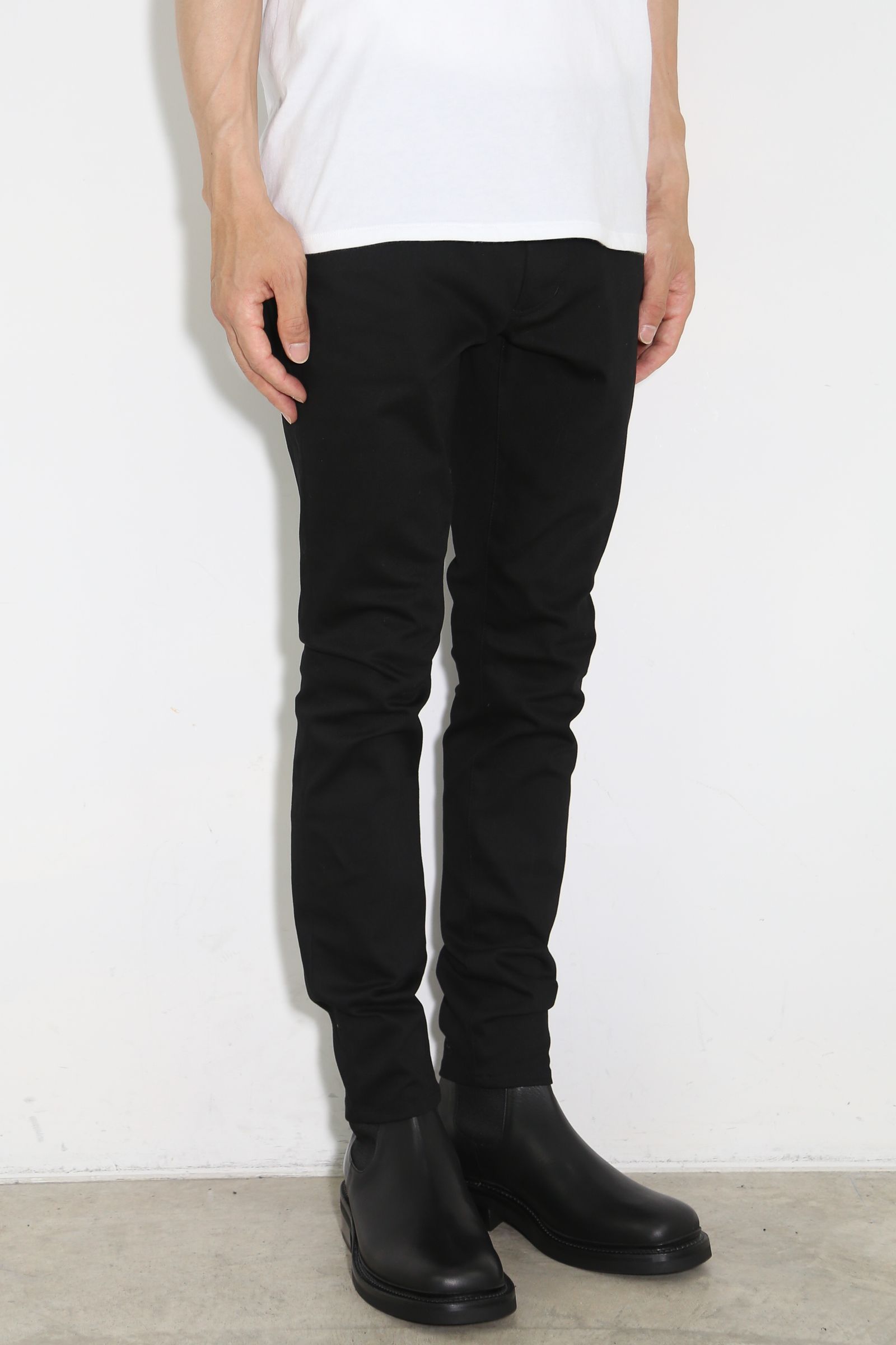 RUBBER STRETCH TWILL 5POCKET SKINNY PANTS / ブラック