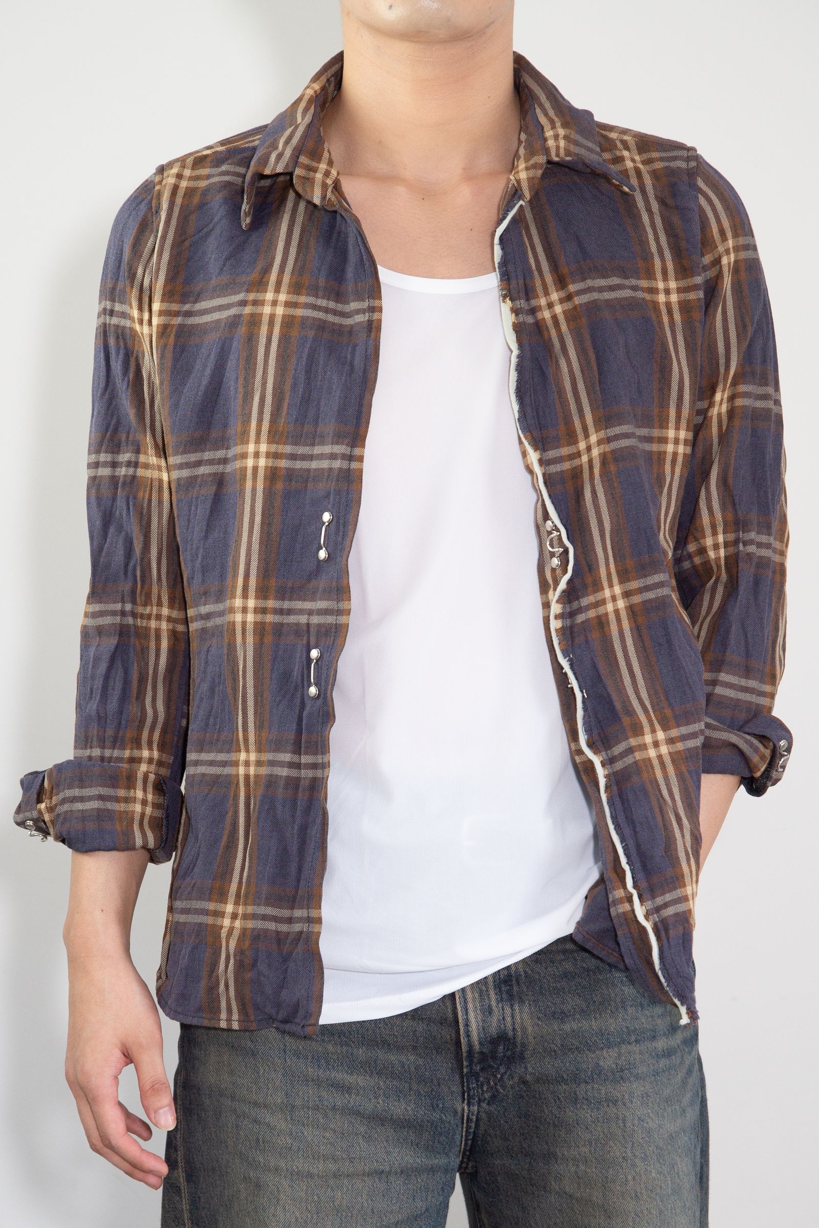 [ラスト1点 サイズ2] WRINKLE HOOK SHIRTS / ネイビー