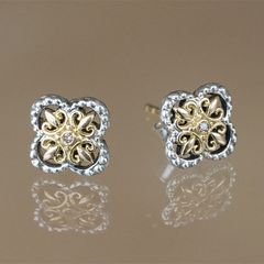 Cross Flower Stud Earrings （Diamond）/ GA016