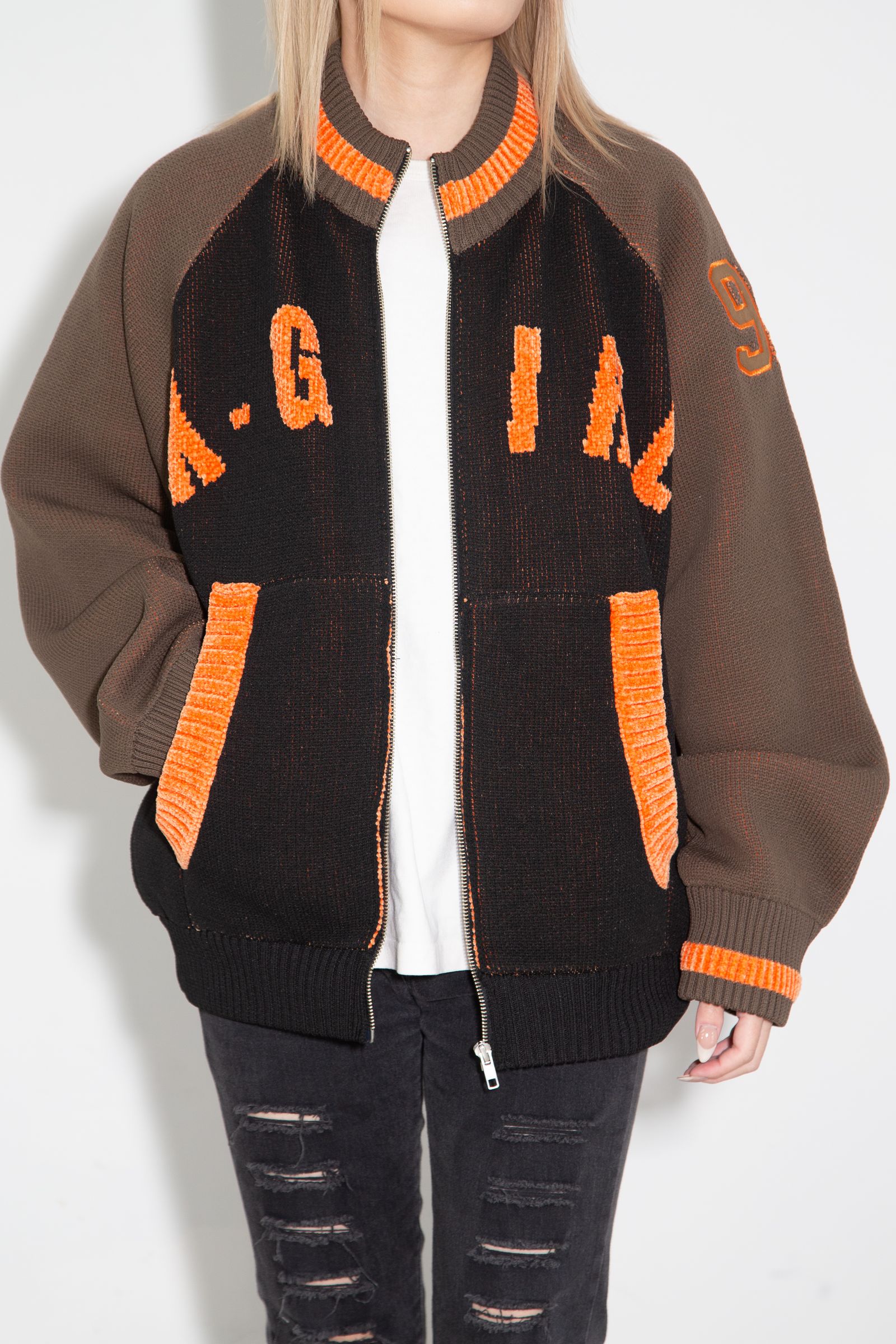 [ラスト1点 サイズM] STADIUM KNIT JACKET / ブラウン