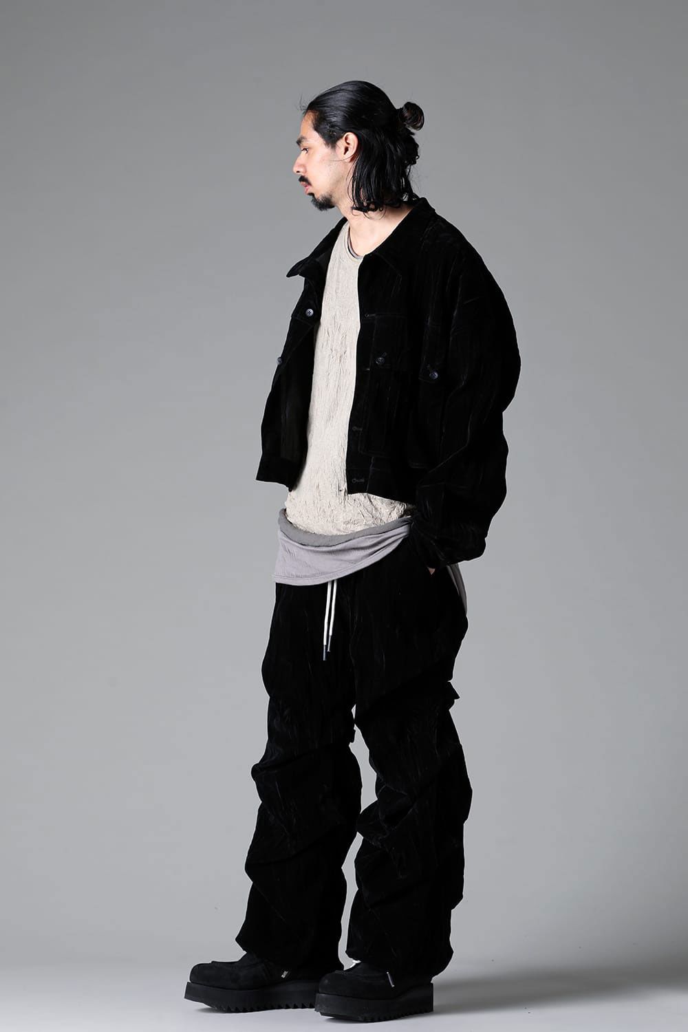 ベロアタックワイドパンツ / TUCK WIDE PANTS / ブラック / ag-12035-1