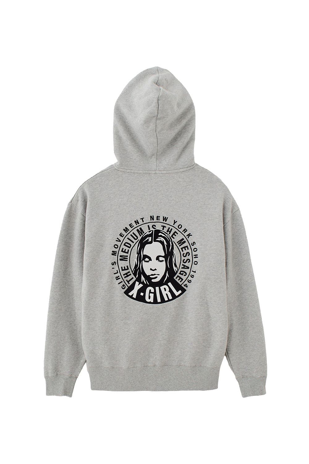 CIRCLE MESSAGE AND FACE ZIP UP SWEAT HOODIE / アッシュ