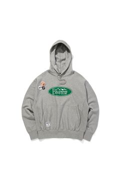 [ラスト1点 サイズXL] 【BILLIONAIRE BOYS CLUB】  BILLIONAIRE BOYS CLUB x MANASTASH_COTTON HOODIE_MOUNTAIN LOGO / グレー