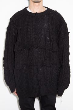 Fisherman Patchwork Knit / ブラック