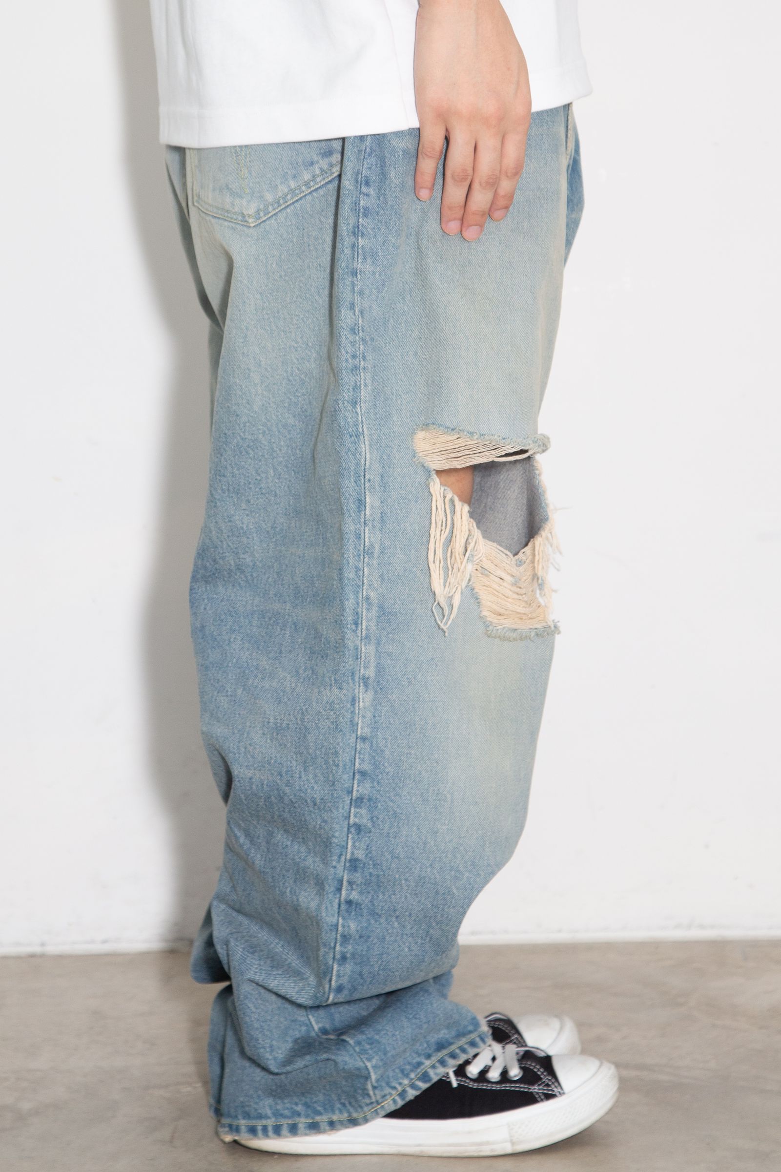 [ラスト1点 サイズ46] Damaged Buggy Denim Jeans / ブルー