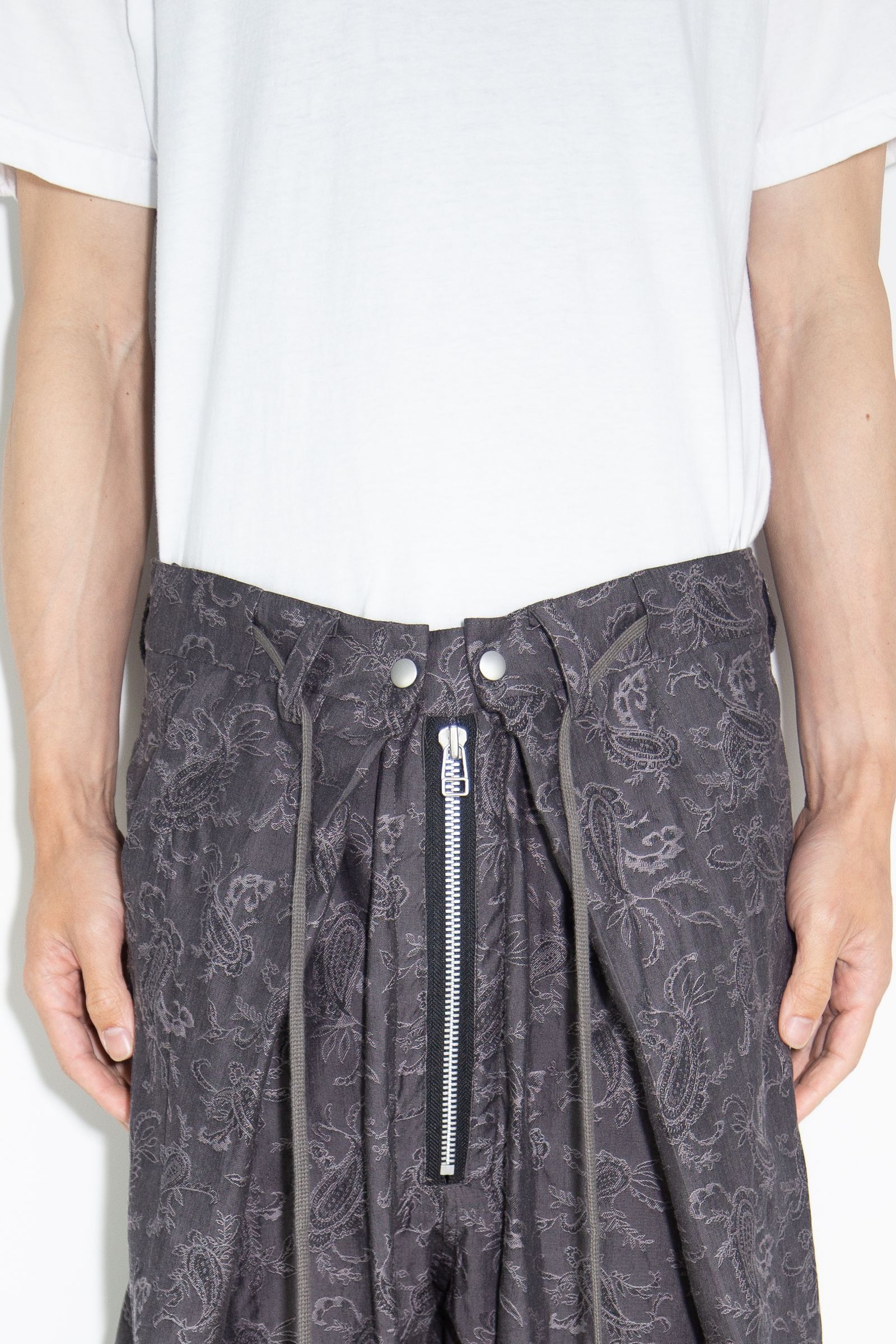 ペイズリー袴タックショーツ / Paisley Front Zip Tuck Shorts / ダークグレー / ag-9061-1